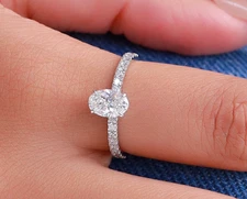 2 Ct Oval Cut Lab Grown Diamond Hidden Halo Engagement Ring 14k White Gold