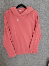 VTG 90s Nike Center Check Swoosh Hoodie White Tag Made USA Adult M Pale Red