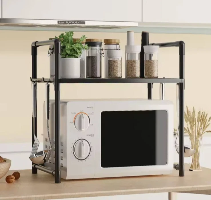 Mensola Microonde Scaffale Salvaspazio per Cucina Fornetto 3 Ripiani - Immagine 2 di 4