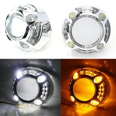 3.0'' H1 Bi-Xenon Projector Lens w/ Porsche Style 4-LED DRL Shroud For Headlights