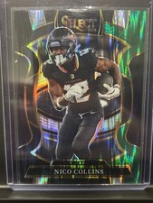 2025 Panini Select - Concourse Nico Collins #35 Black & Green Shock Prizm