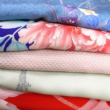 Bulk Vintage Japanese Silk Kimono Fabric   Craft Material   Lot of 5   AS IS