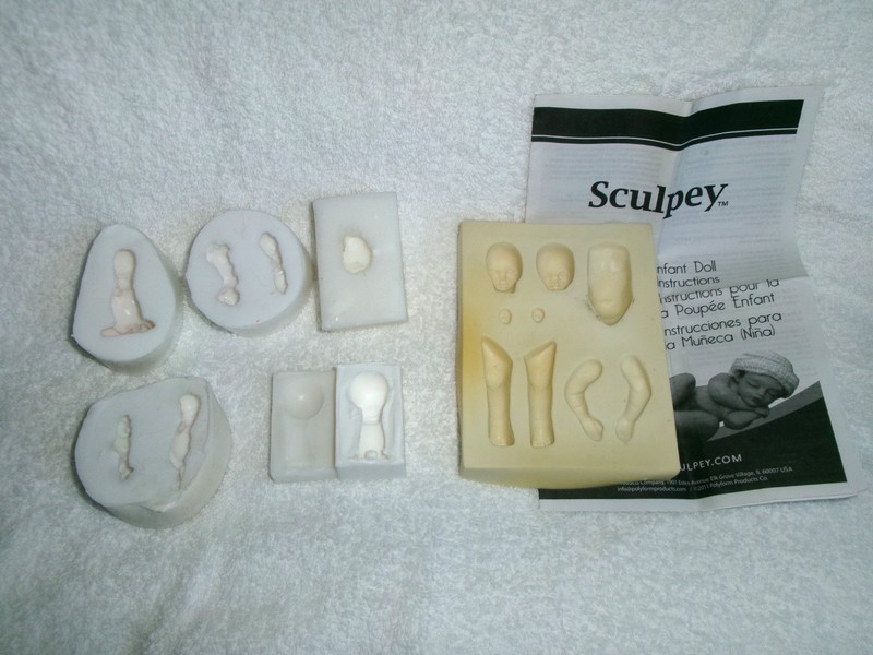 Lot of (6) Miniature Baby Silicone Push Molds