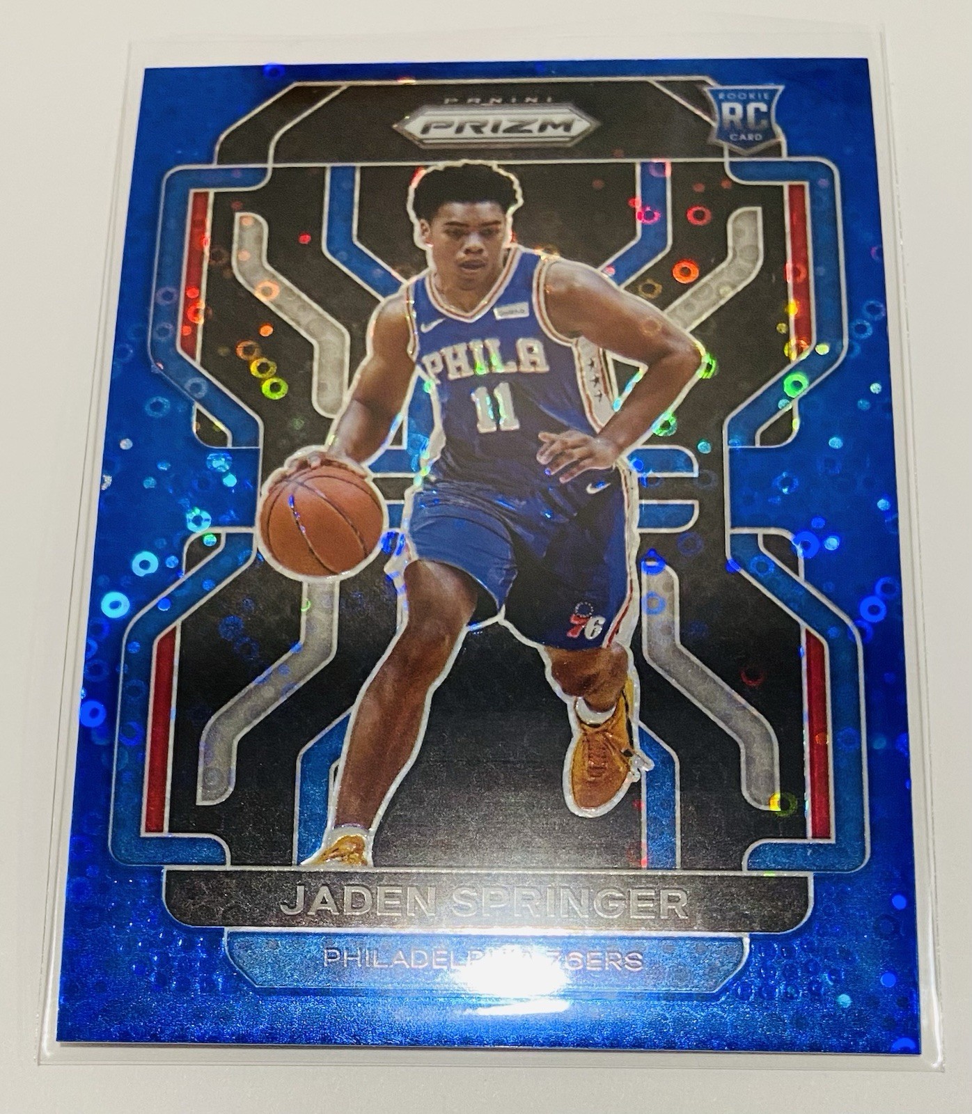 2021-22 Panini Prizm Blue Disco /150 Jaden Springer Rookie RC #317 NBA 76ers