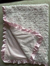 Parents Choice Baby Blanket Rosette Swirl Ruffle Pink Satin Trim Walmart