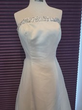 Michelangelo White Wedding Dress Silver Embroidery size 8 or 10