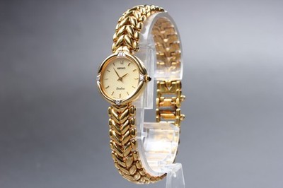 Near MINT] Vintage SEIKO Exceline 4N20-0360 Quartz Gold Round