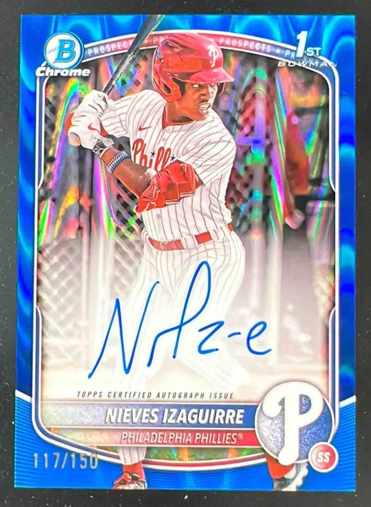 2025 Bowman Chrome Blue RayWave Refractor #CPA-NI Nieves Izaguirre RC Auto /150
