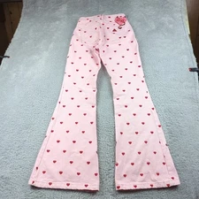 Dyspnea x Abrand Jeans Womens 24 Pink Denim Bell Bottom Flare Hearst Double Oh