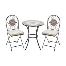 1/2/3 Pieces Mosaic Bistro Table Folding Chair Set Patio Garden Dining Furniture