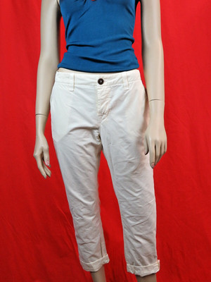 J BRAND INEZ SLIM FIT LOW RISE CREAMY WHITE COTTON CROPPED CHINO PANTS 26 USA