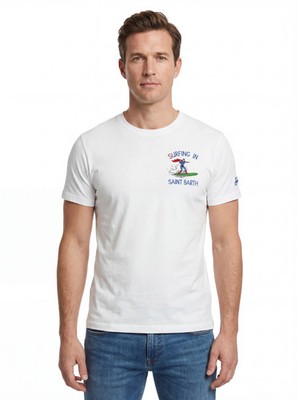 Saint Barth Herren T-Shirt Kurzarm Weiß Größe XL