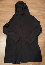 Damenmantel Strickjacke Cadigan mit Kapuze Gr. L-XL. Grau