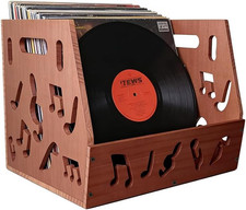 Vintage Vinyl Record Storage, Wooden Record Holder, Holds up to 60