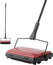 Yocada Carpet Sweeper Cleaner for Home Office Low Carpets Rugs Dark Red 