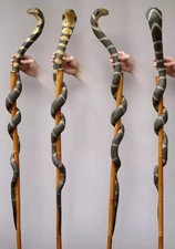 wooden walking stick hand carved snake wooden walking cane
