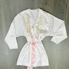Vintage Vandemere Pink Satin Lace Robe Dressing Gown Size Medium