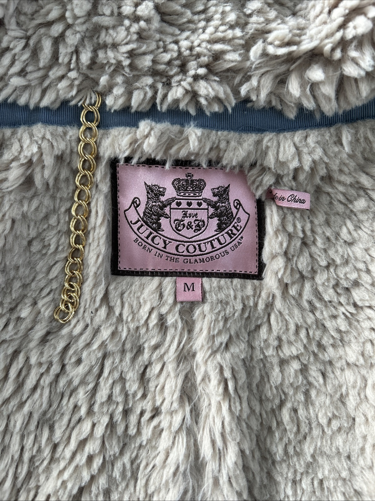 Vtg Y2K Juicy Couture Plaid Faux Fur Lined Jacket Coat Size M Hooded Toggle Blue image 7