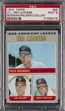 1970 TOPPS BOSMAN/PALMER/CUELLAR #68 A.L. ERA LEADERS PSA 9