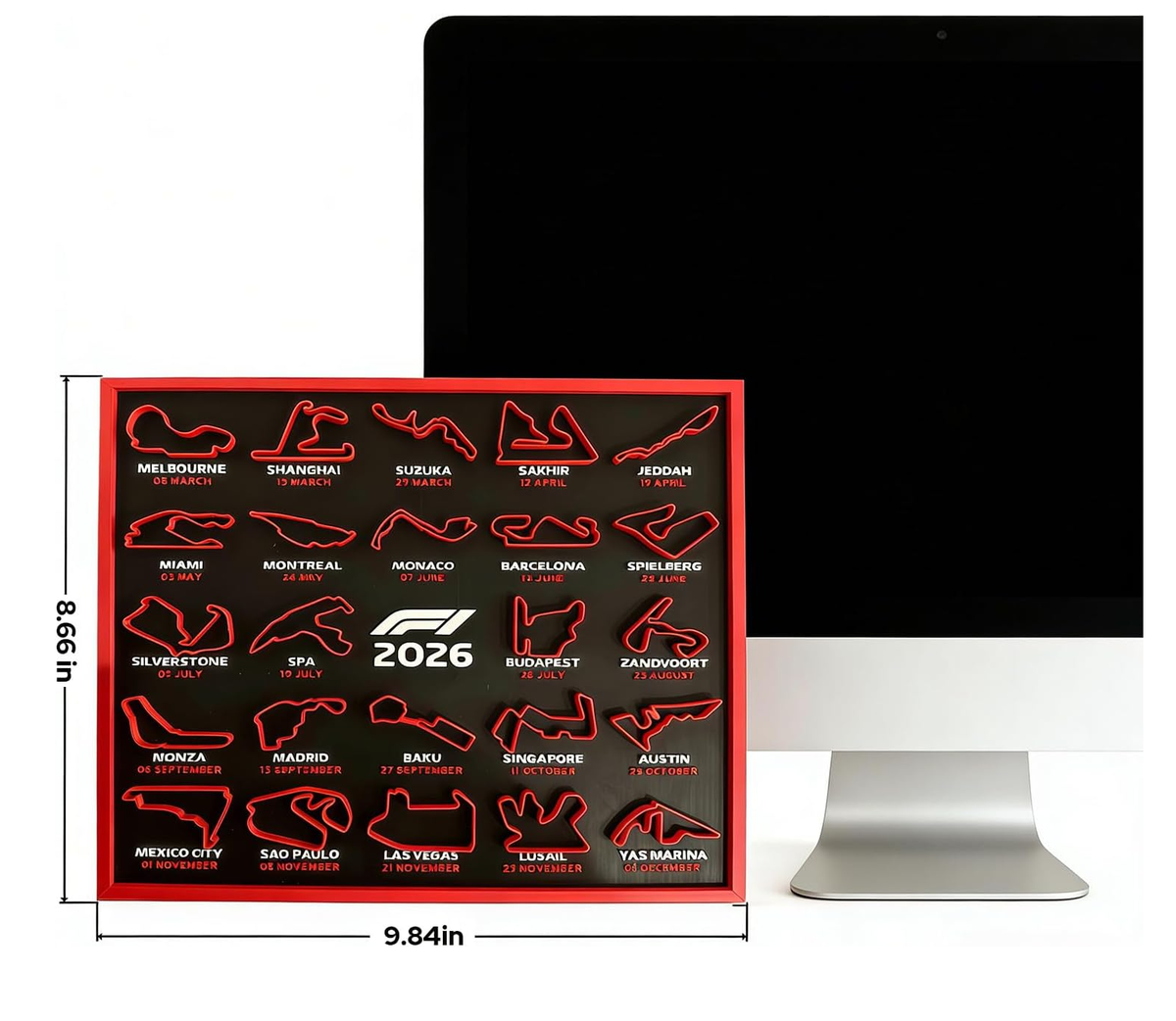 2026 F1 Racing Calendar Desktop Ornament 3D Race Dates Grand Prix