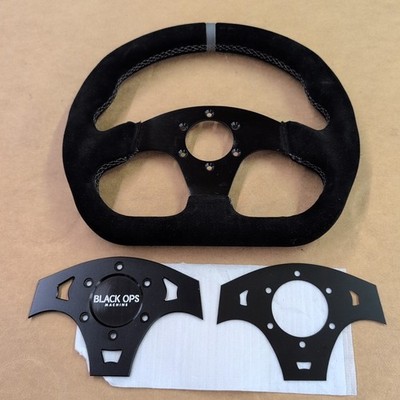 Black Ops Machine D-Shape Suede Steering Wheel -Polaris/CanAm UTV- No Hardware
