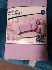 Full Size Quilt Set with Sheets Lavender. 7 Piece Bedding Set