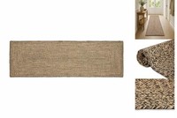 Teppich Geflecht Natur Und Schwarz 80X200 Cm Jute