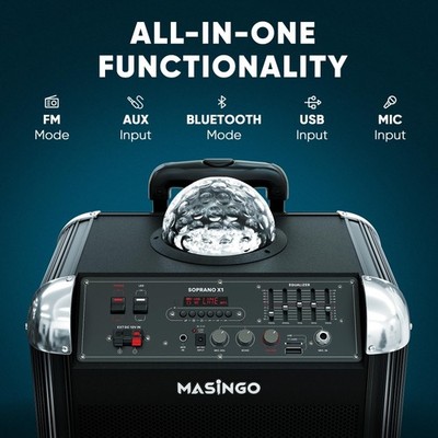 MASINGO Karaoke Machine for Adults and Kids with 2 Bluetooth