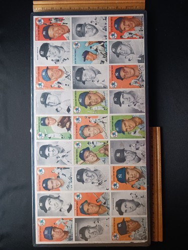 1954 TOPPS SPORTS ILLUSTRATED UNCUT PAPER INSERT 3 PAGE NEW YORK YANKEES CARDS