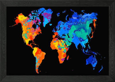 Abstract world map Framed Wall Art Poster Canvas Print Picture