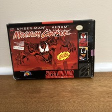 Spider-man Venom Maximum Carnage Super Nintendo SNES RED Cartridge TESTED Box