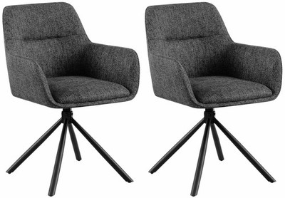 2er Set Stuhl Tipton Stoff dunkelgrau