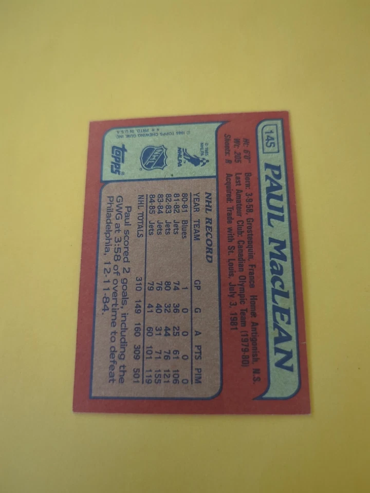 Paul Maclean Signed Winnipeg Jets Card Foto 2 de 2