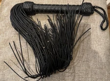 Ardour Cat O Nine Black Flogger Genuine Cowhide Leather Whip