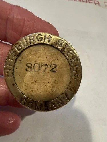 Vintage Pittsburgh Steel Company Employee ID Badge Pin