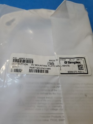 NEW SIMPLEX 49MP-SVWW SV WALL MOUNTING PLATE - WHITE 07431685