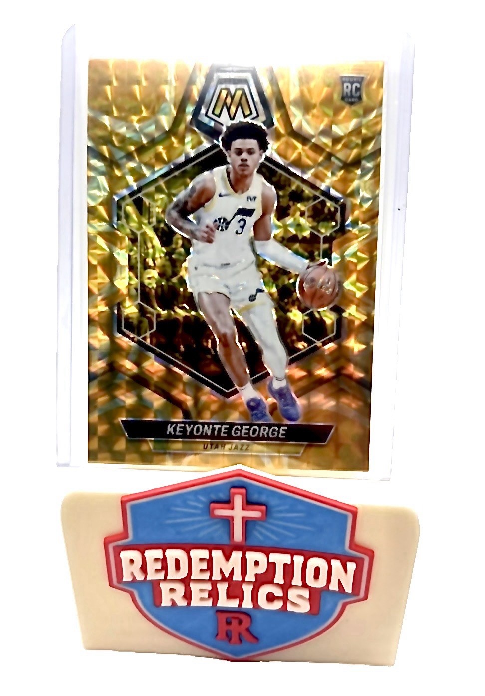2023-24 Panini Mosaic - Rookies Keyonte George #222 Reactive Yellow Mosaic Prizm