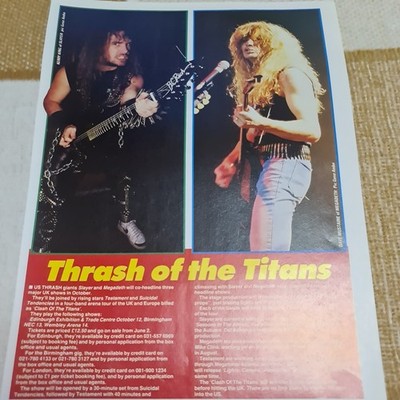 Vintage DAVE MUSTAINE MEGADETH SLAYER KEREY A4 POSTER KERRANG MAGAZINE CLIPPING