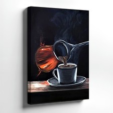 Wall Art Coffee Cup and Pot Painting Canvas Print Kitchen Cafe Wall Home Decor