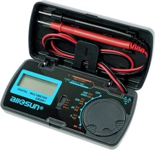 allsun Manual Range Mini Digital Multimeter 6 Functions Handheld Black & Red 