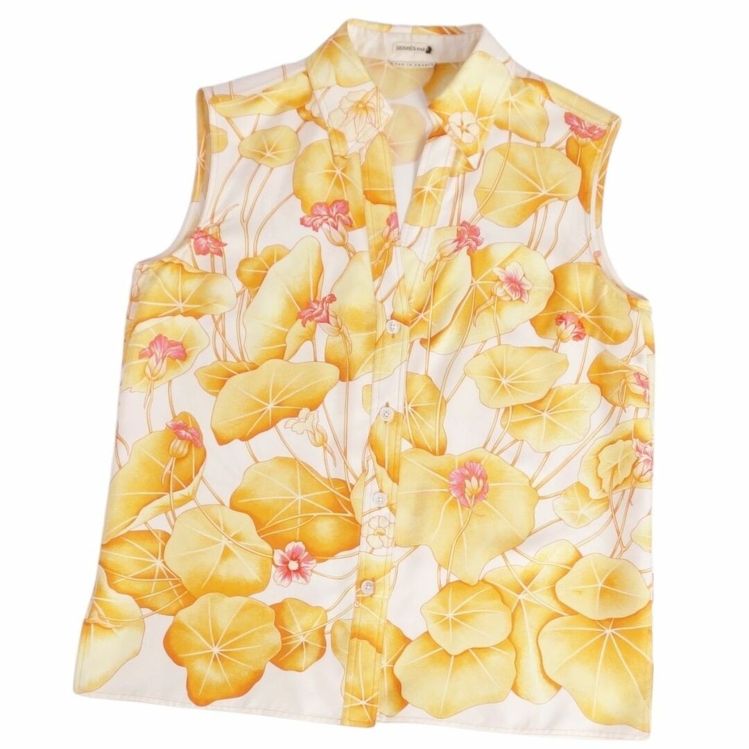 Hermes Shirts Margiela Period Blouses Sleeveless Full Pattern Silk Used MOLO-0