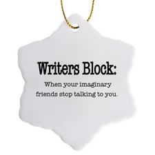 3dRose Writers Block Ornament Funny Imaginary Friends Author Novelist 3-Inch