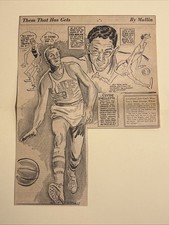 George Mikan Clyde Lovellette Lakers 1953 Sporting News Basketball 8X11 Cartoon