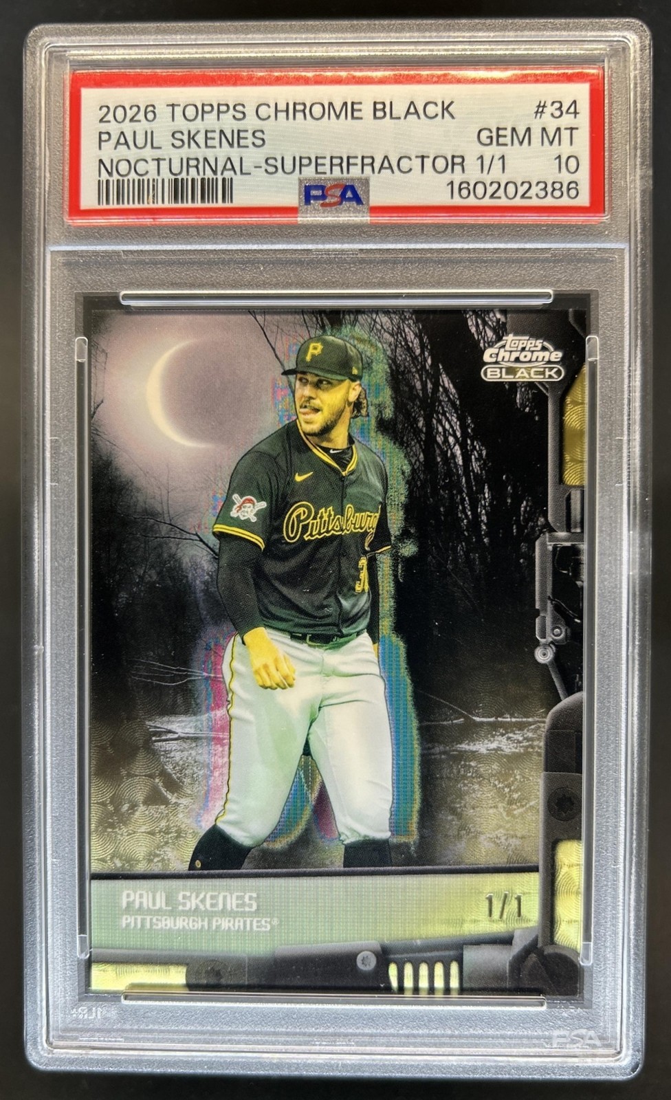 2026 Topps Chrome Black Paul Skenes Nocturnal SuperFractor #1/1 Pirates PSA 10