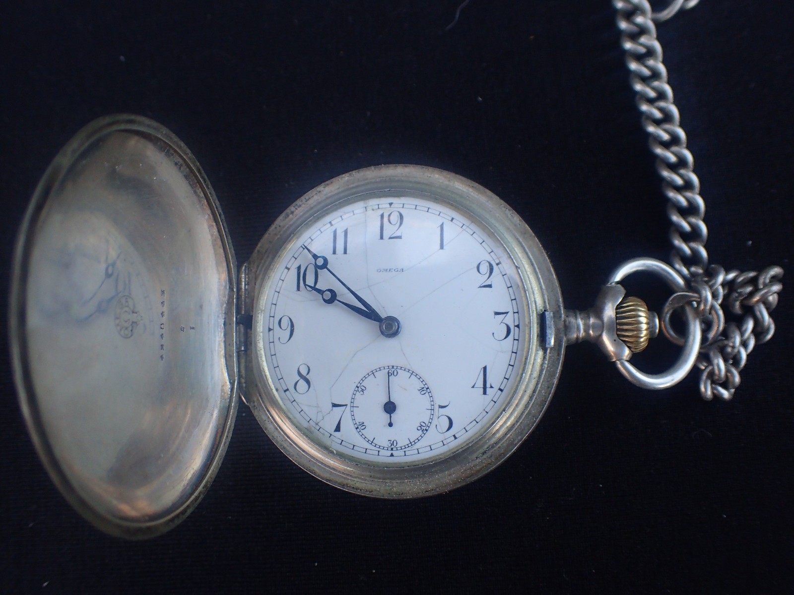 Silver Omega Watch Hunter Pocket Runs Antique - vintagewatches.pk