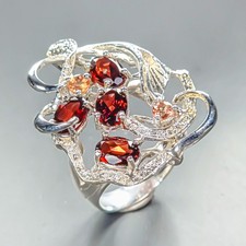 Jewelry Natural Garnet Ring 925 Sterling Silver Size 7 /R457421