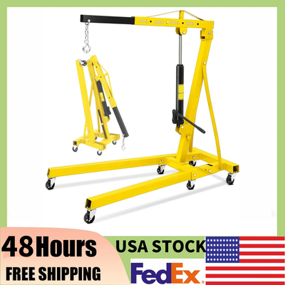 2Ton Folding Engine Crane,Heavy-Duty 4400 Lbs Hydraulic Cherry