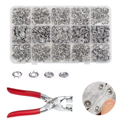 100 Sets 9.5mm Metal Snaps Buttons Fastener Pliers Press Tool Kit For DIY Crafts