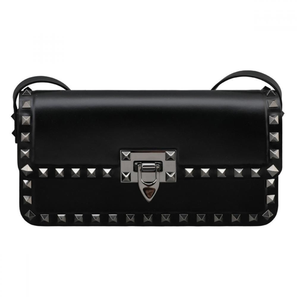 Valentino Rockstud 23 Leather Shoulder Bag Black 66419966