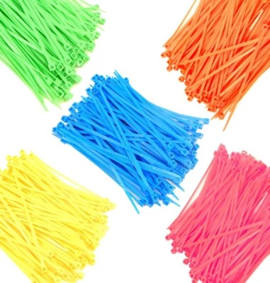 BOWERS TOOL CO. Zip Cable Ties 4" 18lbs 500pc Nylon Wire Tie Wraps Florescent Hi-Vis USA Made